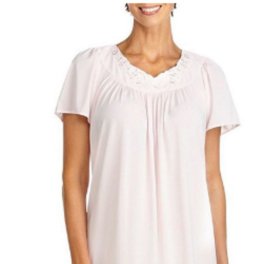 Floral-Embroidered Tricot Ballet Nightgown, 3X